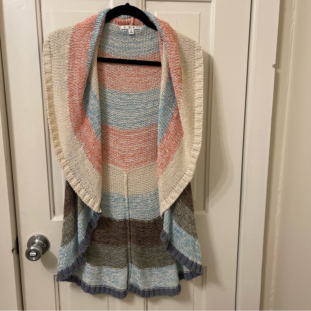 CAbi Colorful Striped Open Cardigan